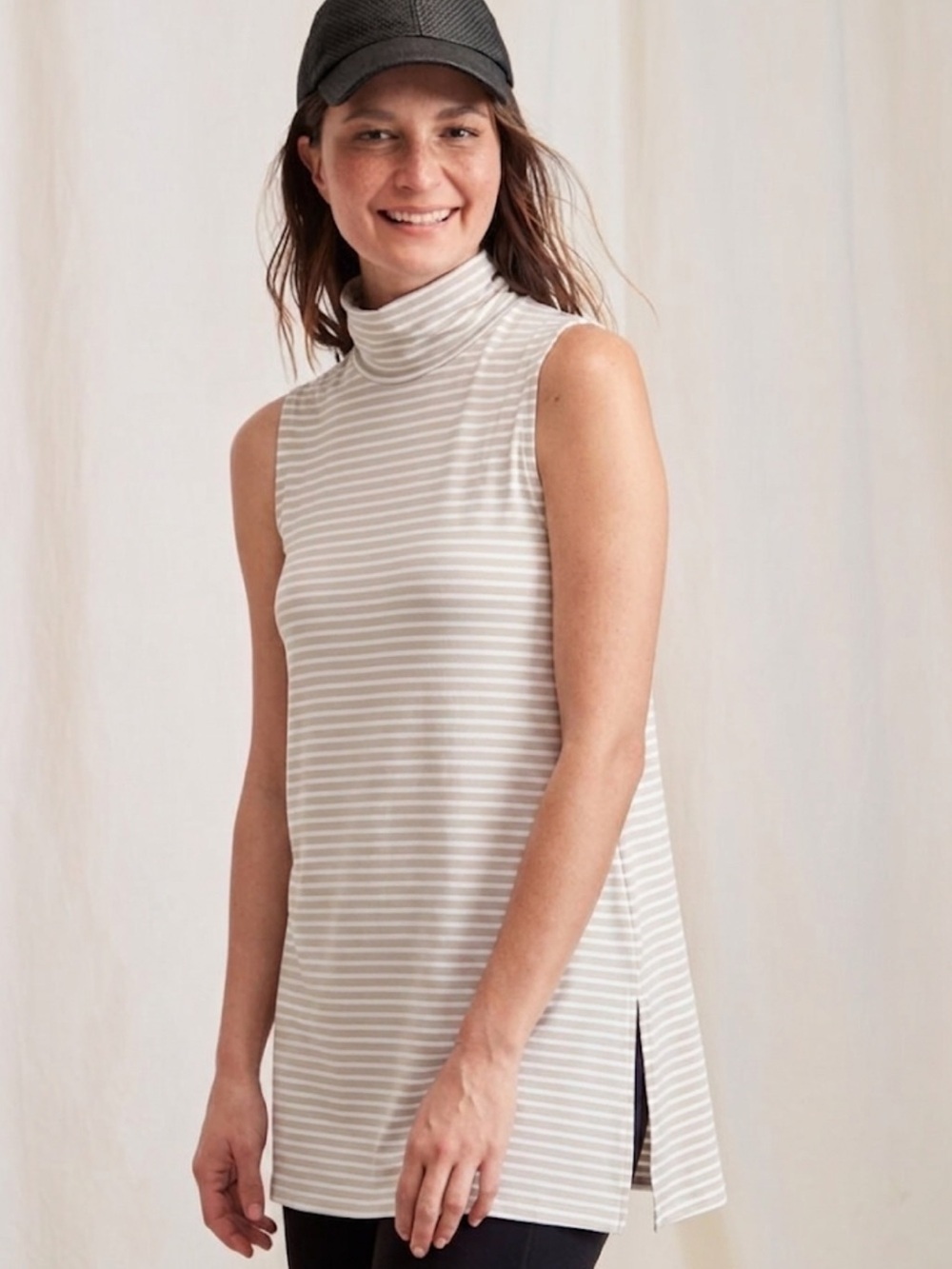 Garnet Hill Tencel‑Blend Striped Tunic Top – Size Small | Coastal Minimalism |